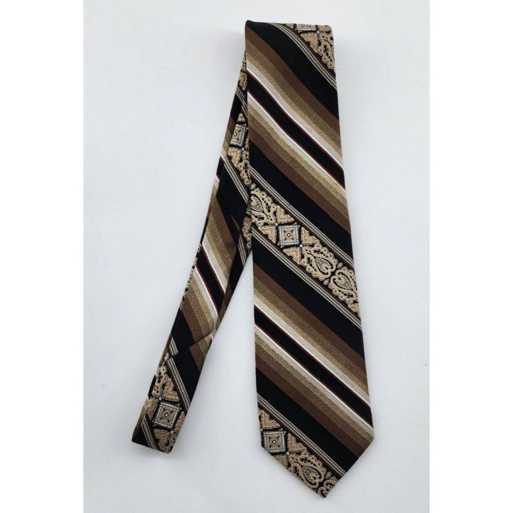 Vintage Christian Dior Monsieur Multi Pattern Striped Design Polyester Tie